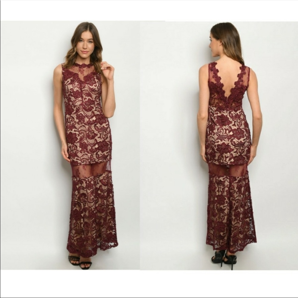 ❤️ Price Drop! Lace Burgundy Gown! - Picture 2 of 4